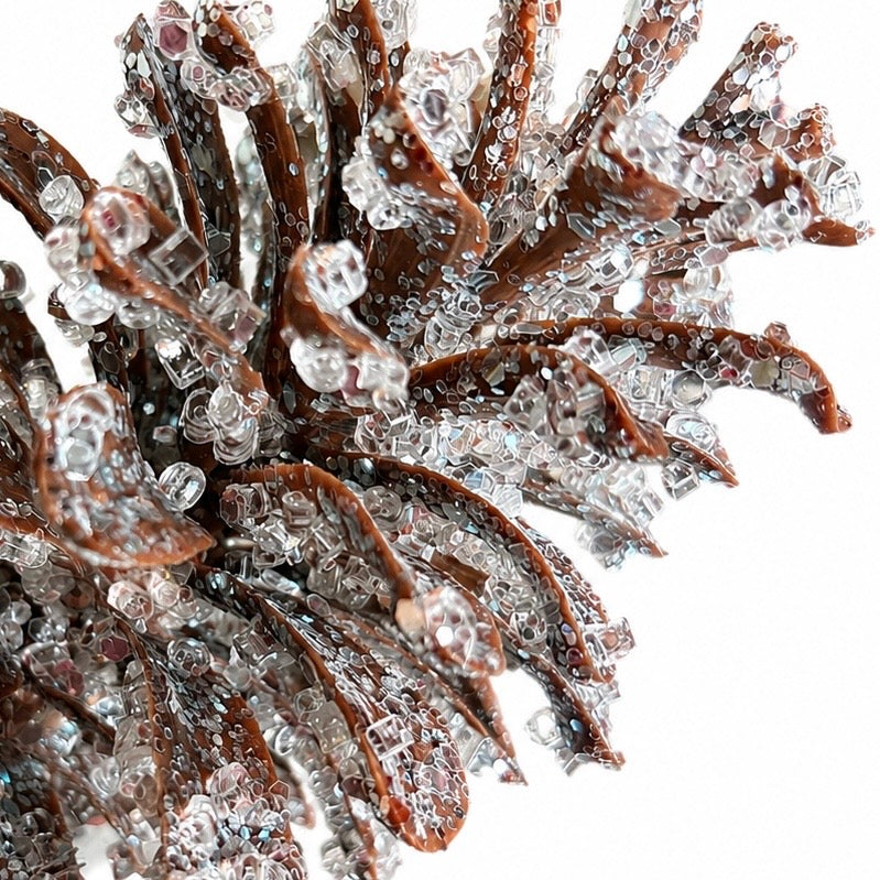 13" Iced Pine Cone Pick