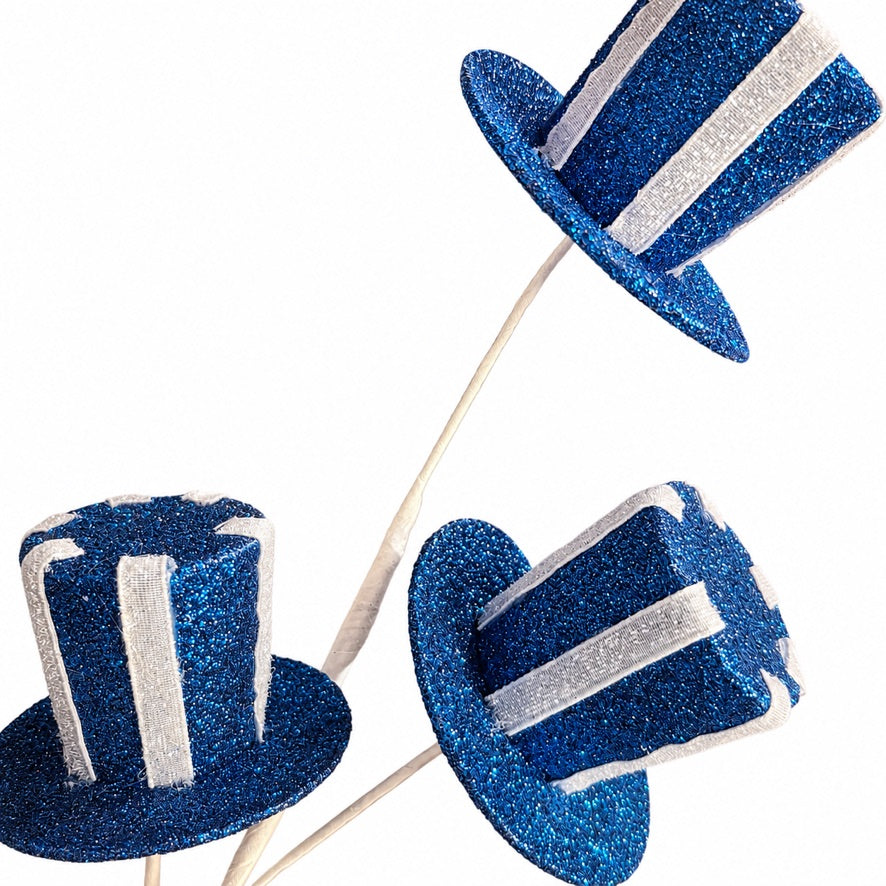 28" Blue/White stripe top hat stem