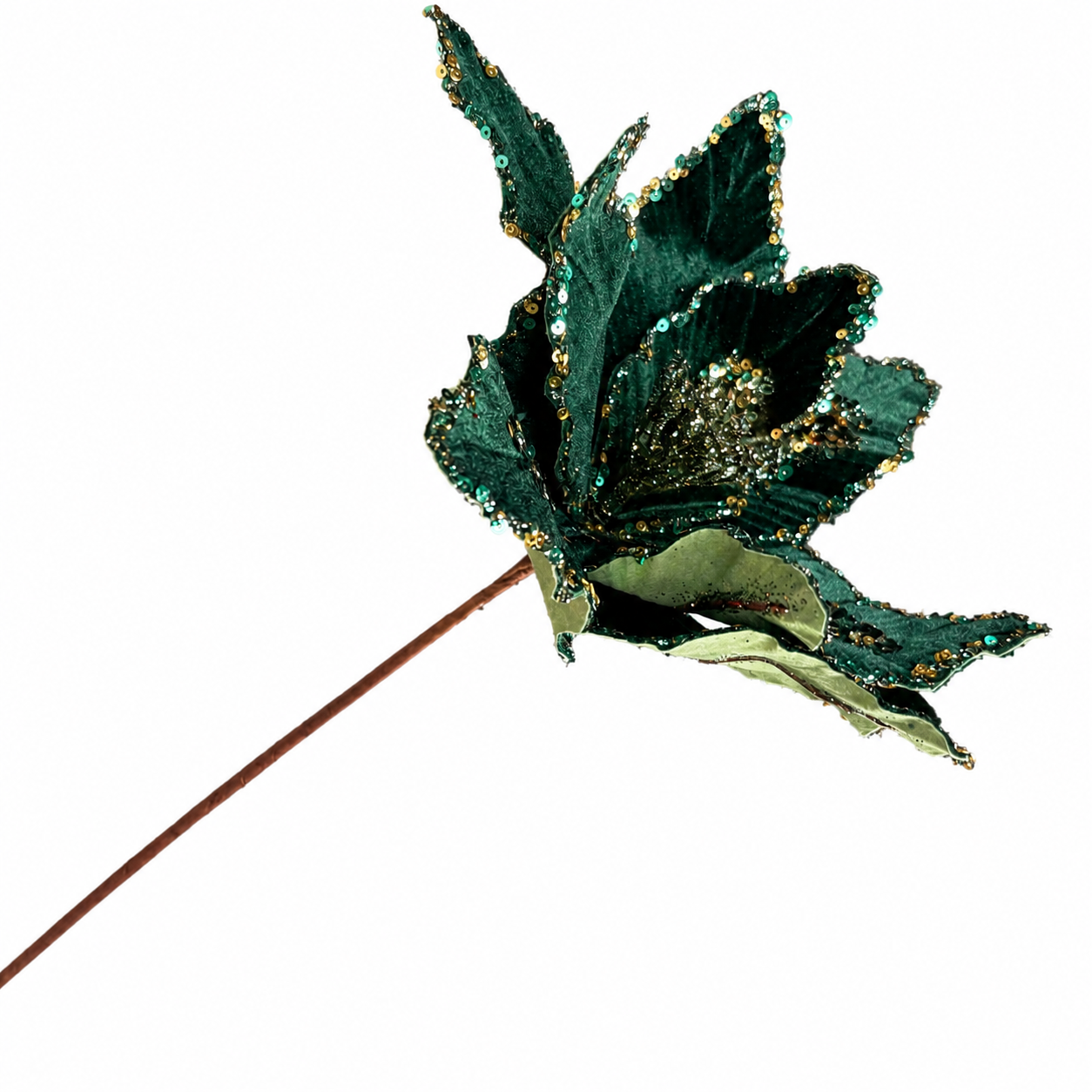 17.5" EMERALD POINSETTIA WITH STEM