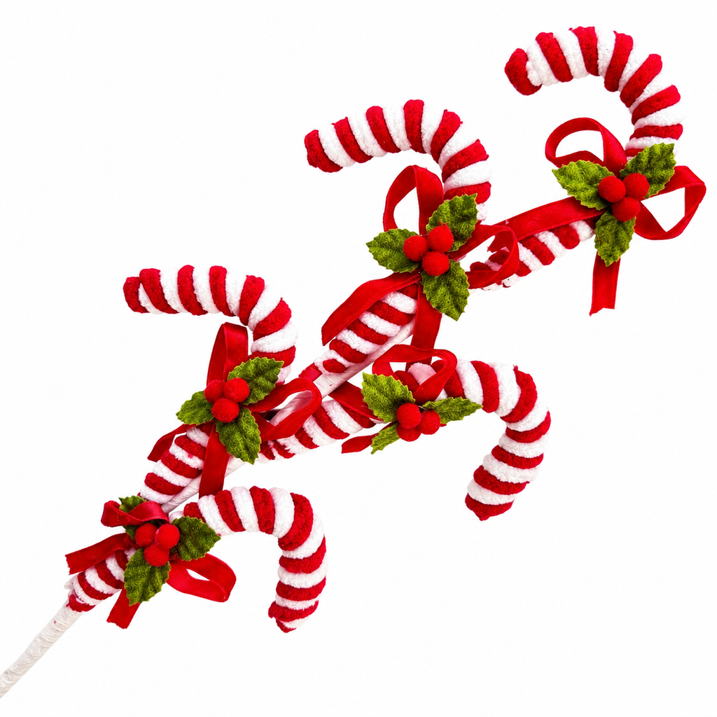 24" Red/White Christmas Candy Cane Pick
