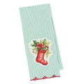 Festive Stocking Embellished Dishtowel