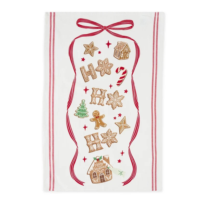 Sugar and Spice Printed Floursack Dishtowels-HO HO HO ONLY