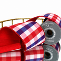 4"X5YD RED/BLUE PLAID WITH RED DUPION BACK