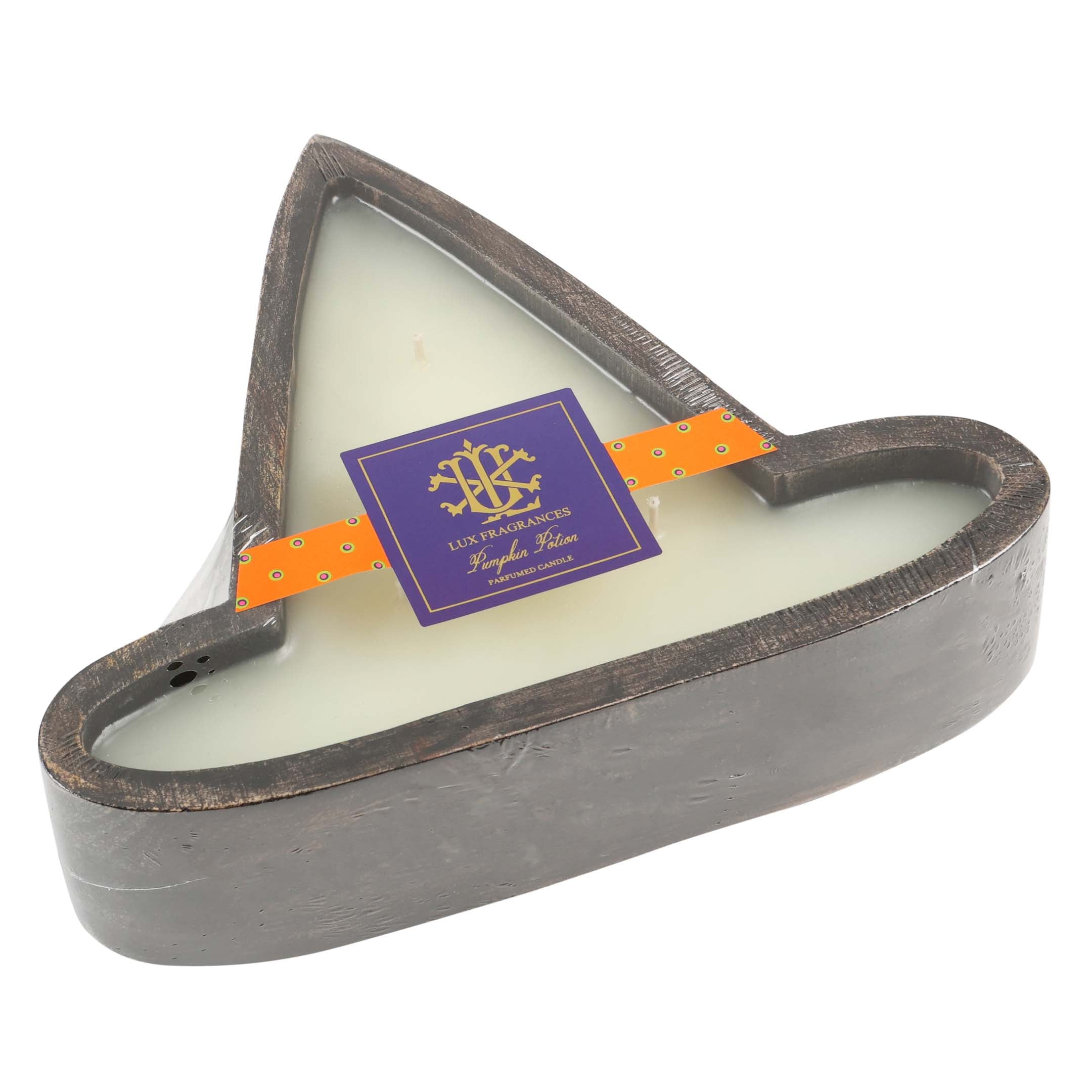 Pumpkin Potion Witch's Hat Wood Bowl Candle