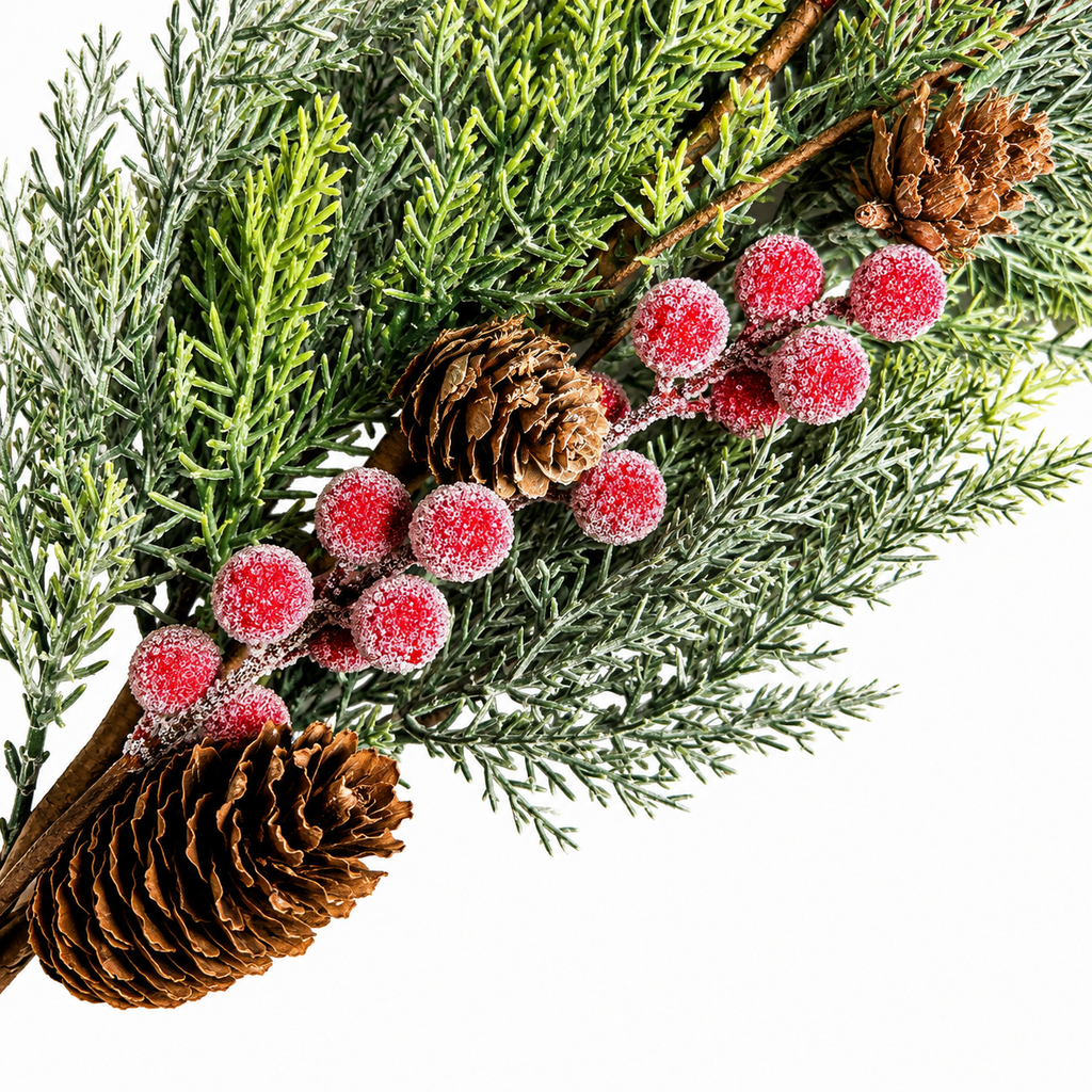30" Sugared Berries and Greenery Stem