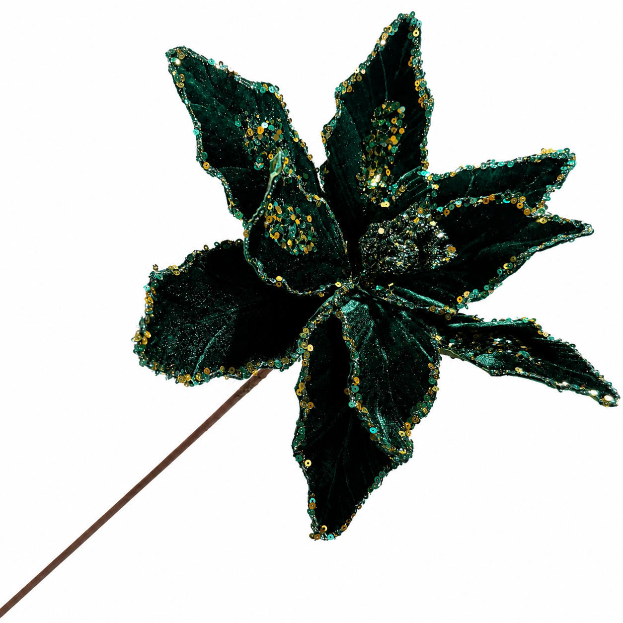 17.5" EMERALD POINSETTIA WITH STEM