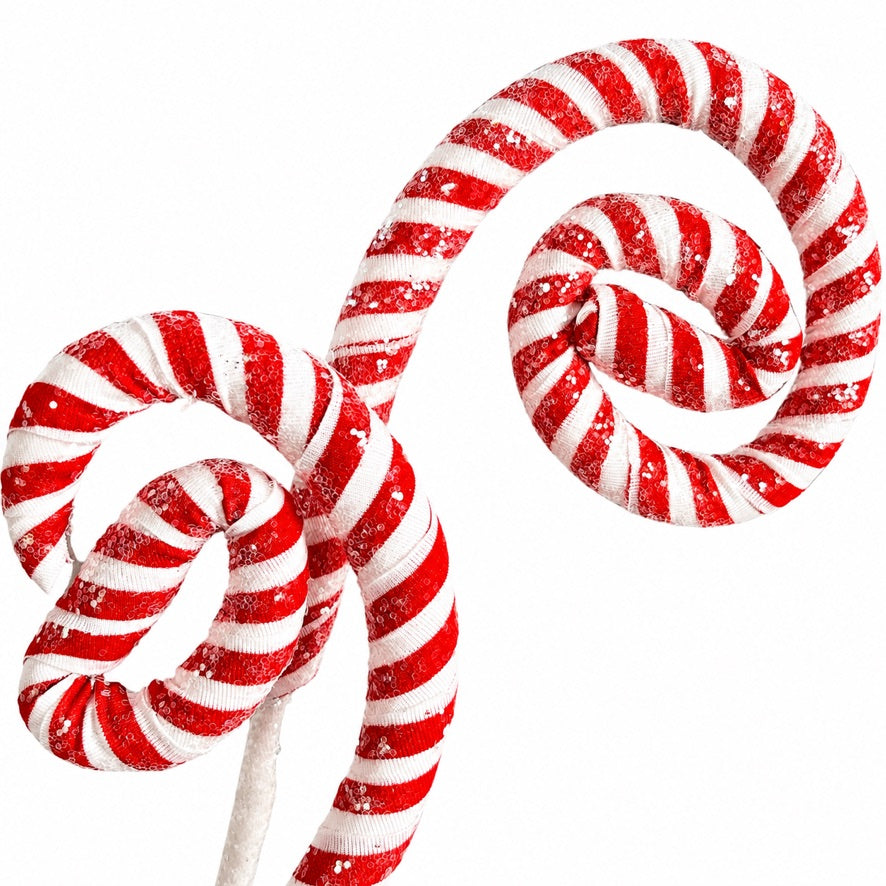 32" Red/White Spiral Stem