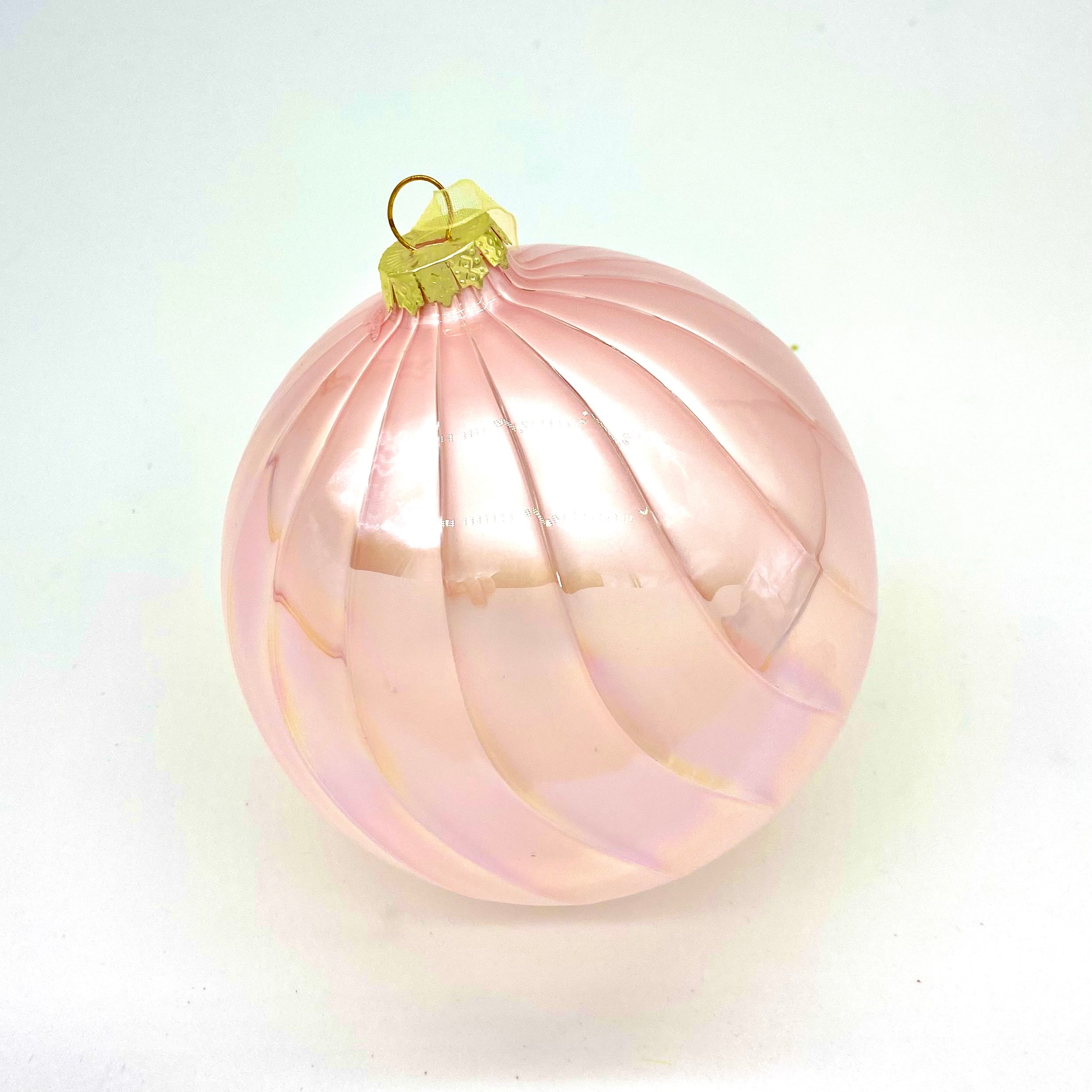 PINK PEARLIZED SWIRL GLASS BALL