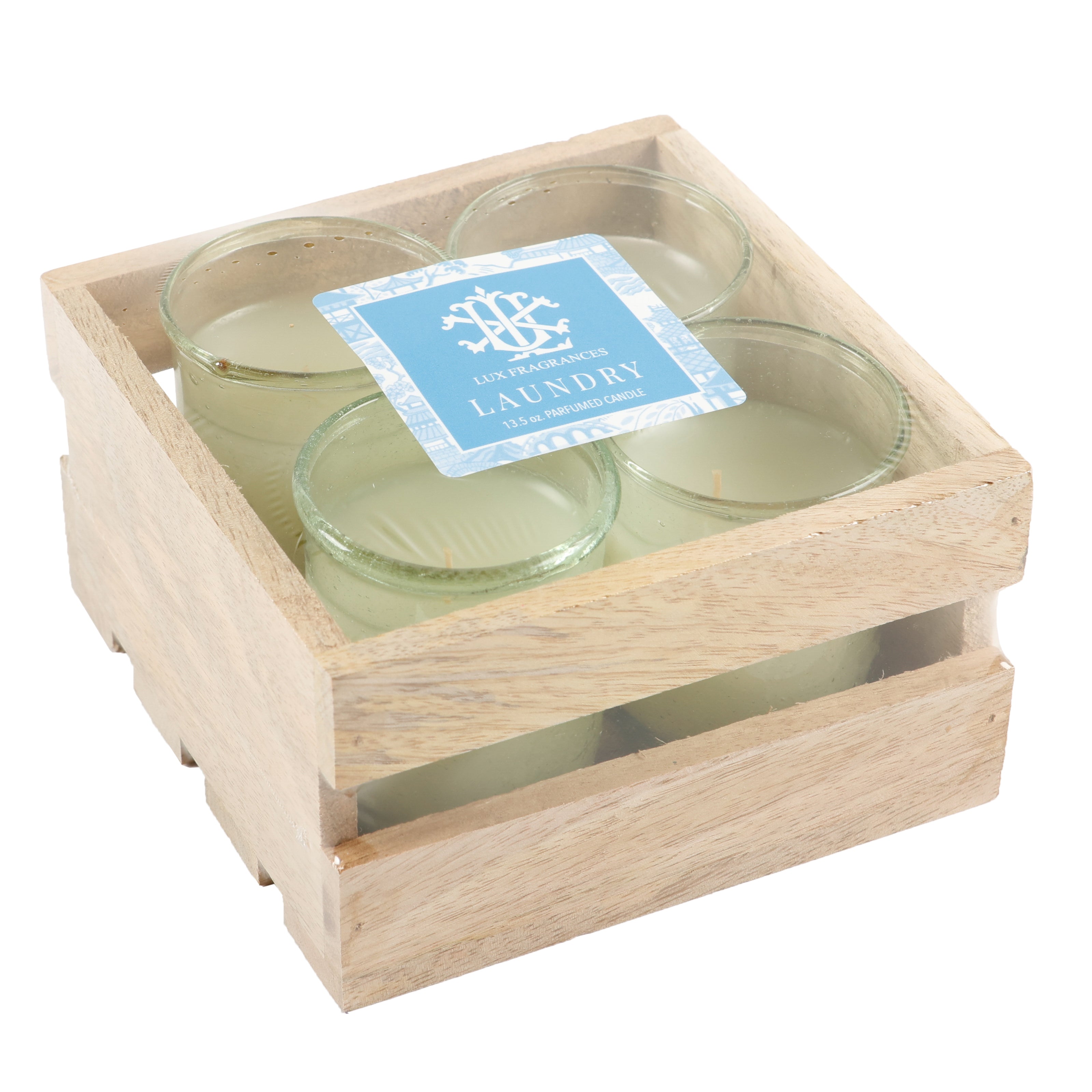 Laundry Set Of 4 Votives In Crate - 3oz