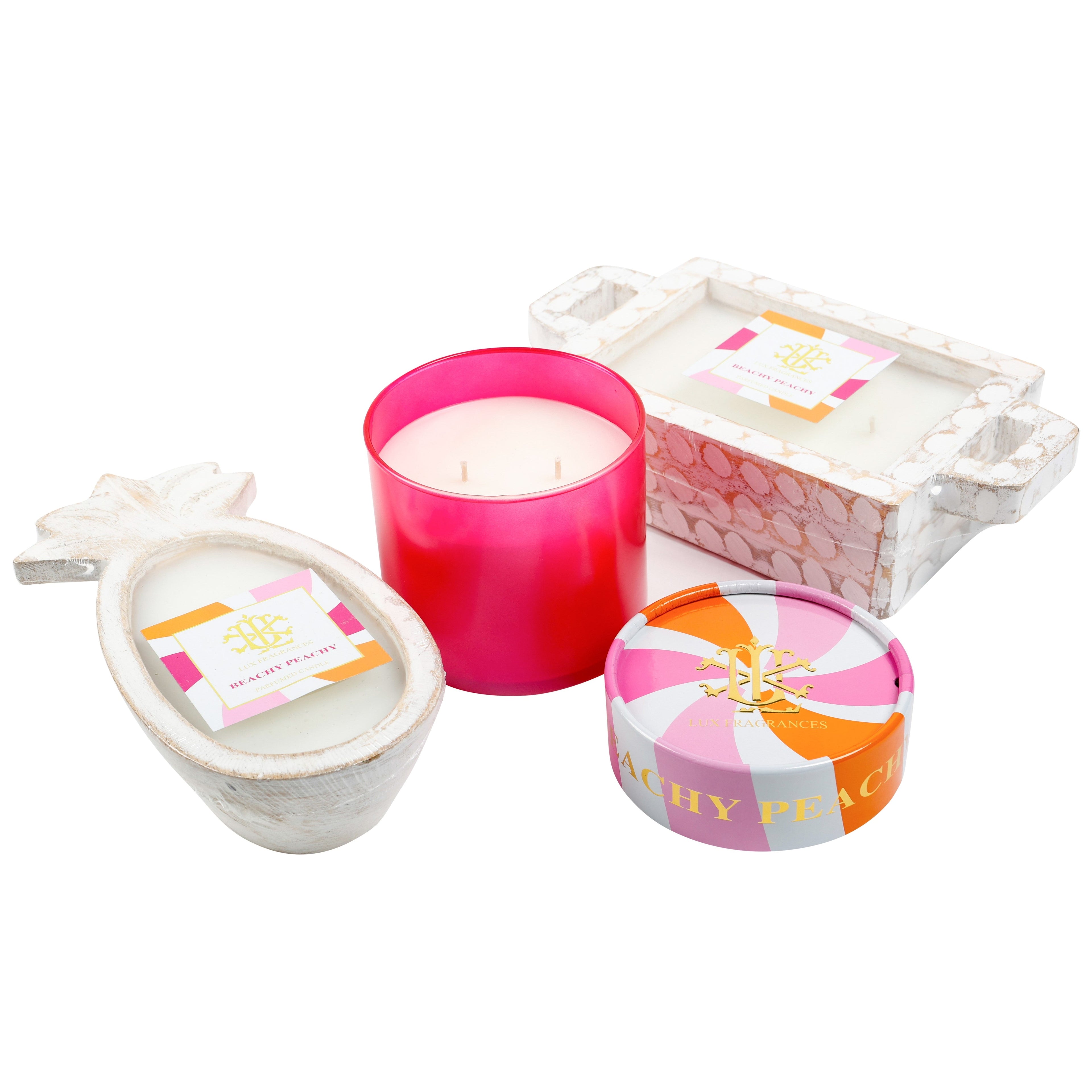 Beachy Peachy Sangria Whitewashed Pineapple Bowl Candle