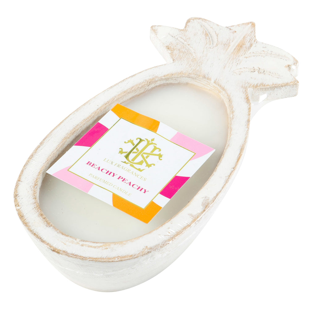 Beachy Peachy Sangria Whitewashed Pineapple Bowl Candle