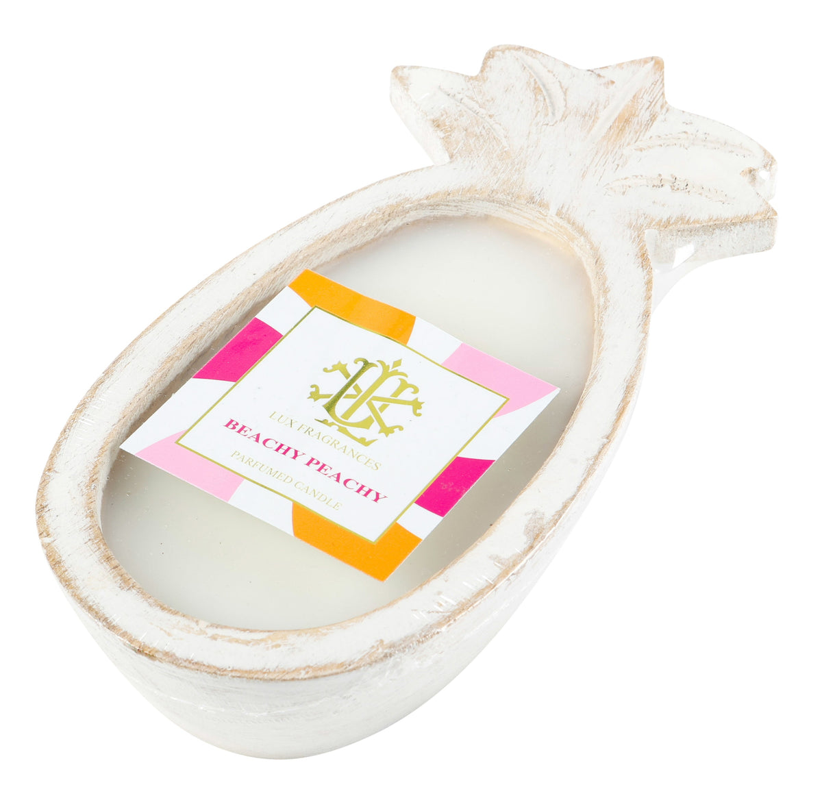 Beachy Peachy Sangria Whitewashed Pineapple Bowl Candle