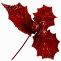 12.5" Diameter Red Velvet Holly Leaf Spray with red and gold beads