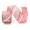 2.5" X 10 YARD PINK/WHITE DIAGONAL STRIPE ON PINK RIBBON