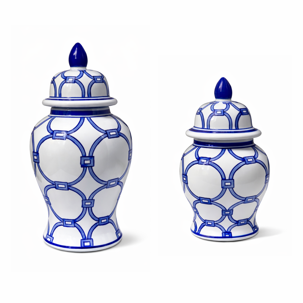 10" Blue and White Pattern Ginger Jar (SMALL ONLY)