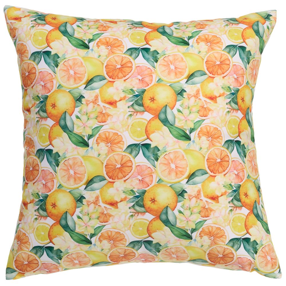 16W16"L ORAN./LEMON PRT PILLOW