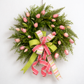 33" PINK TULIP WREATH W/BOW