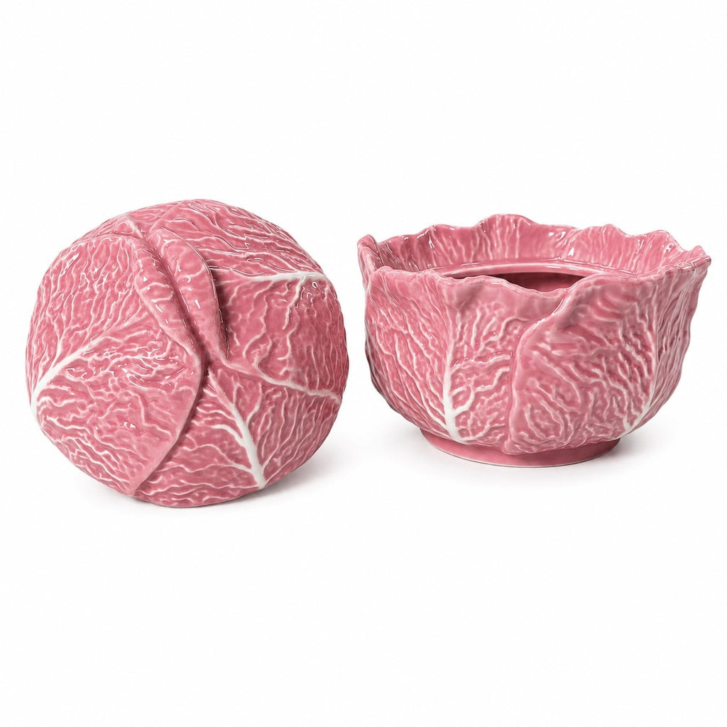 Stoneware Cabbage Shaped Tureen, Pink