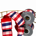 2.5"X5YD RED/BLUE PLAID WITH RED DUPION BACK
