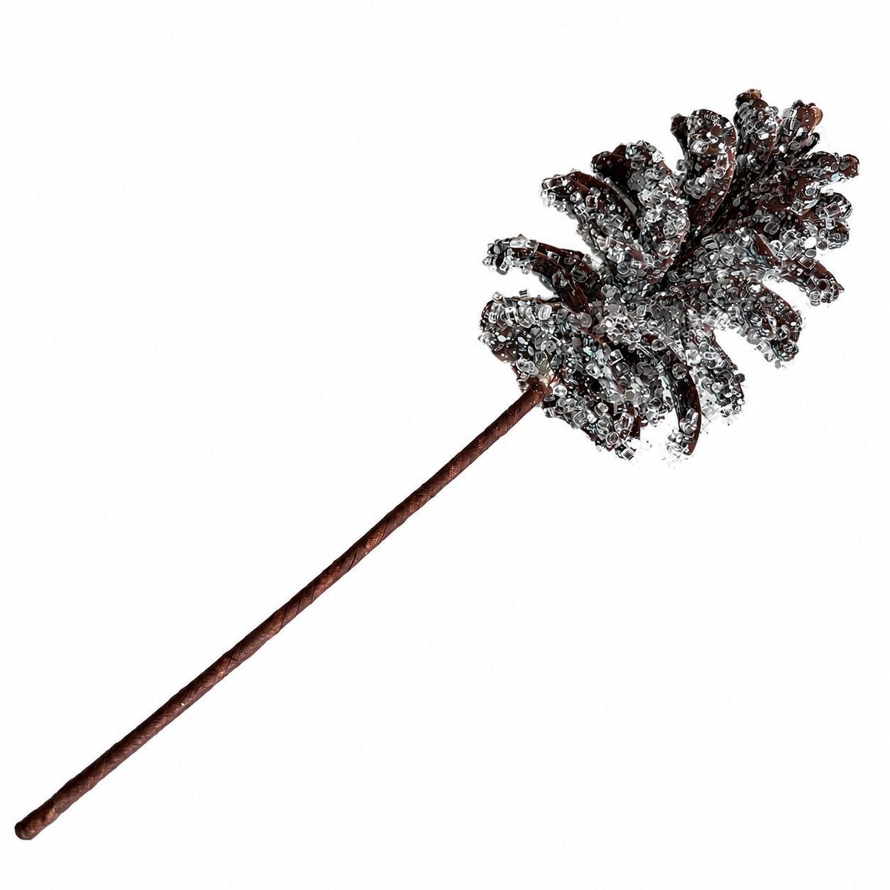 13" Iced Pine Cone Pick