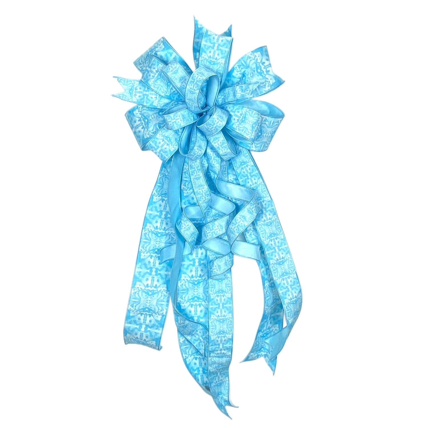 18"W X 40"L BLUE INK/BLUE STRIPE PRE-MADE BOW