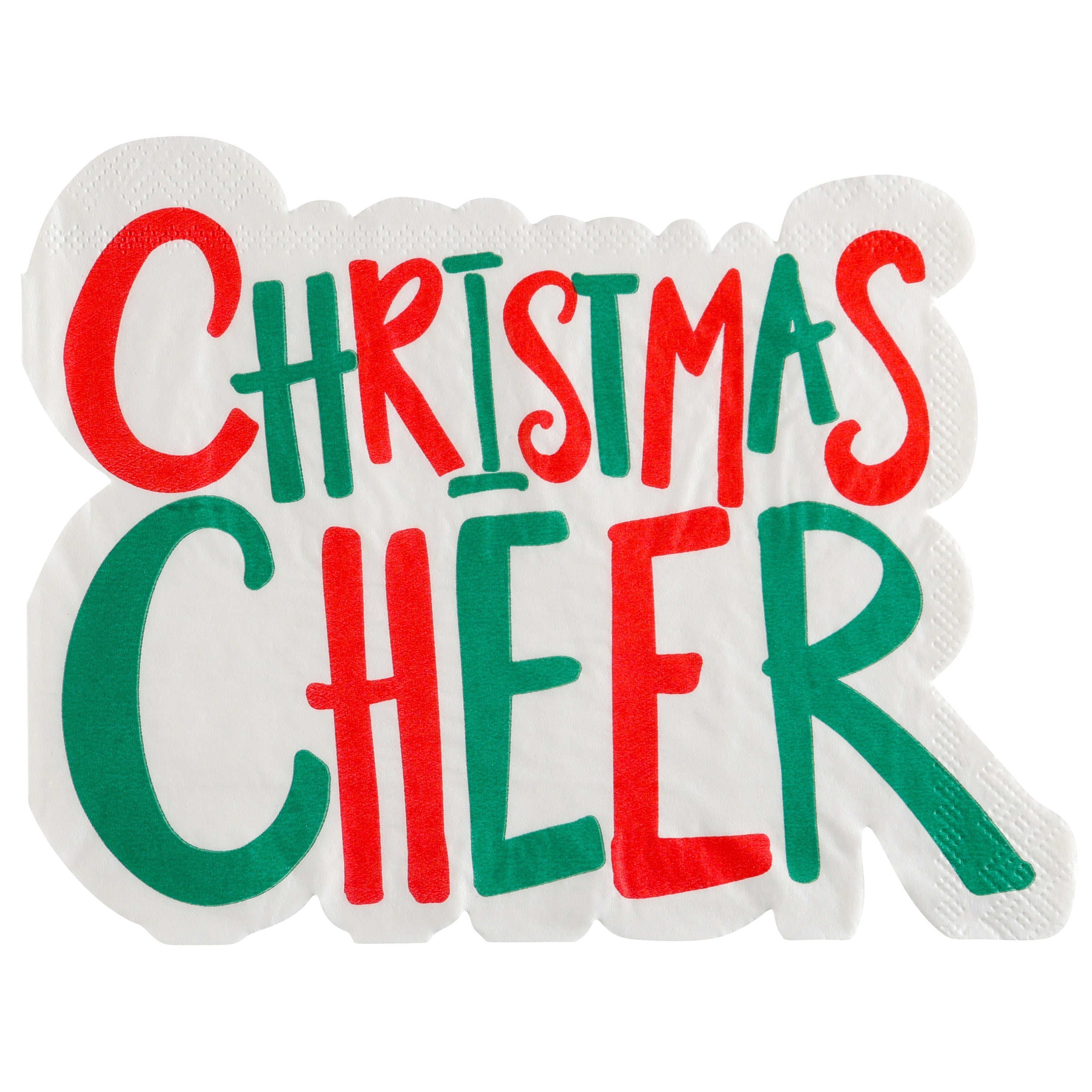 Christmas Cheer Diecut Beverage Napkin..16 Pieces Per Pkg