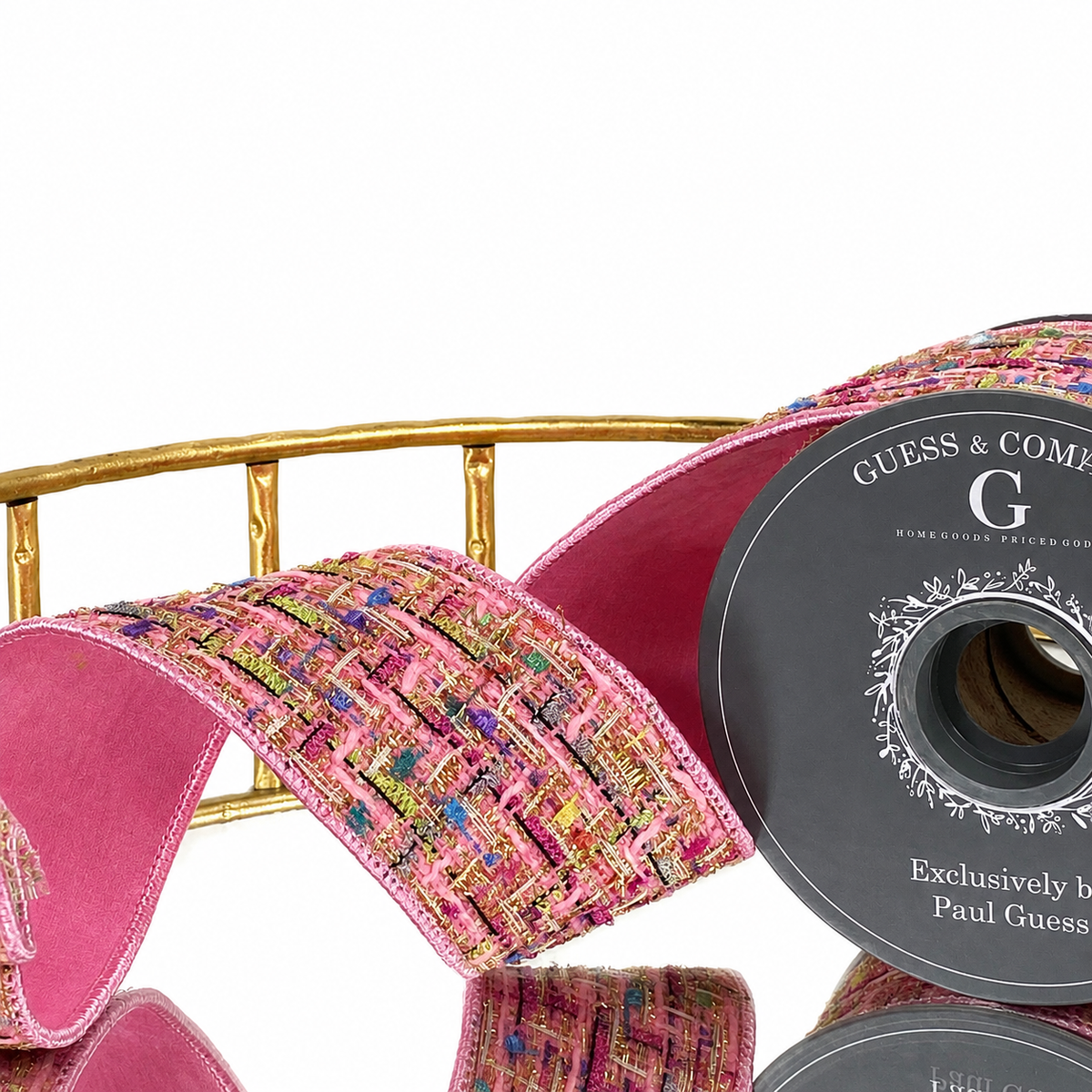 2.5"X5YD PINK JAQUARD WITH LT PINK DUPION BACK