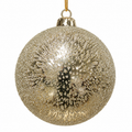 5" Diameter Matte Gold Glass Ball Ornament with Beaded Ice