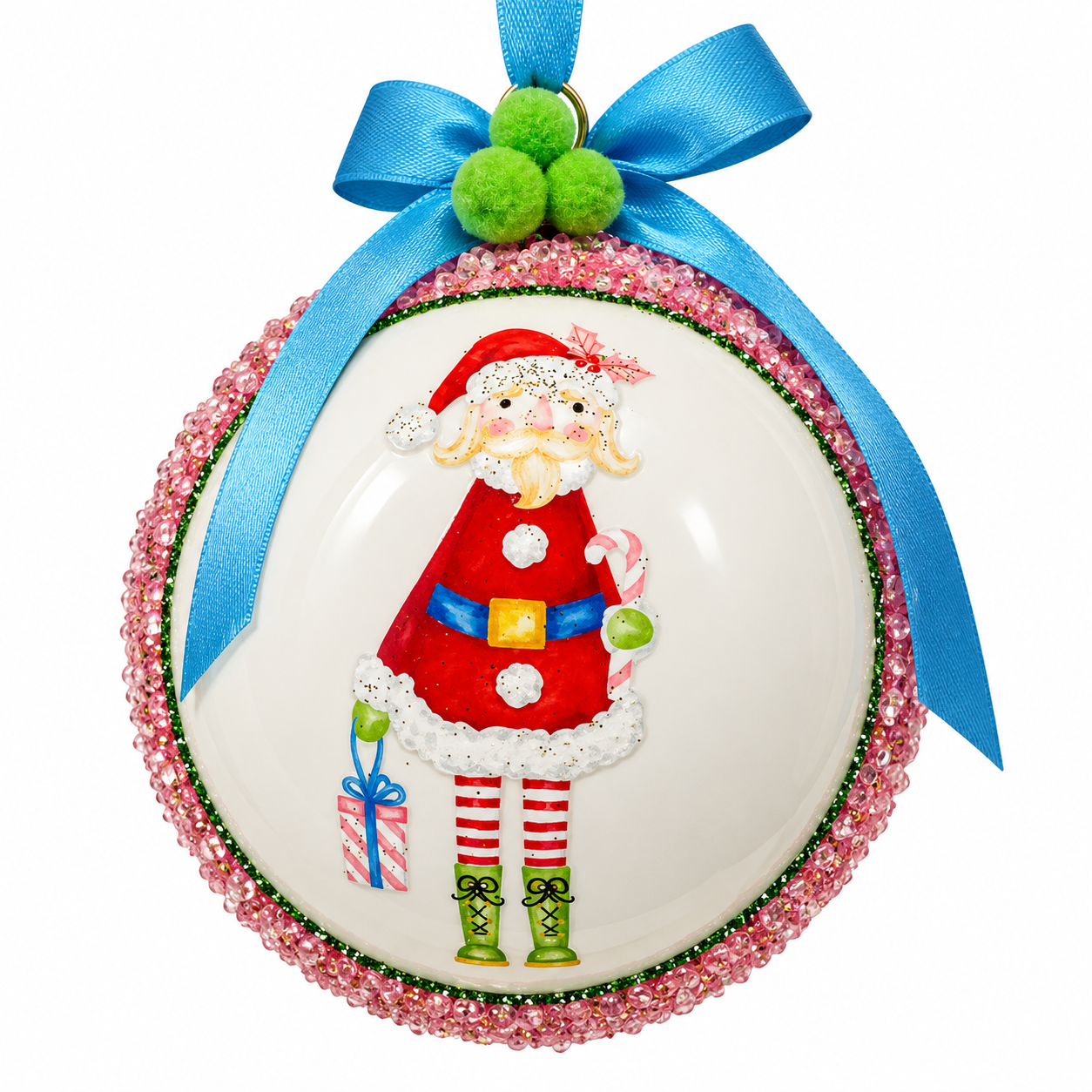 5" Glass Nutcracker Suite Santa Ball Ornament
