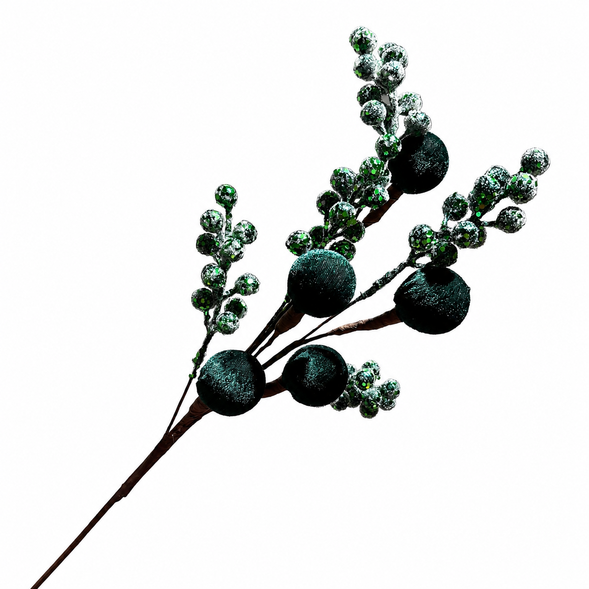 25" Emerald Berry Spray with Velvet Balls