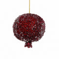 4" Sugared Pomegranate with hanger-Burgundy