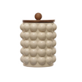 8 1/4"H STONEWARE CANISTER WITH WOOD LID