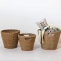 Hand-Woven Seagrass Baskets w/ Handles, Natural, MEDIUM ONLY