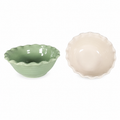 10" Round x 4"H Stoneware Bowl w Scalloped Edge GREEN ONLY