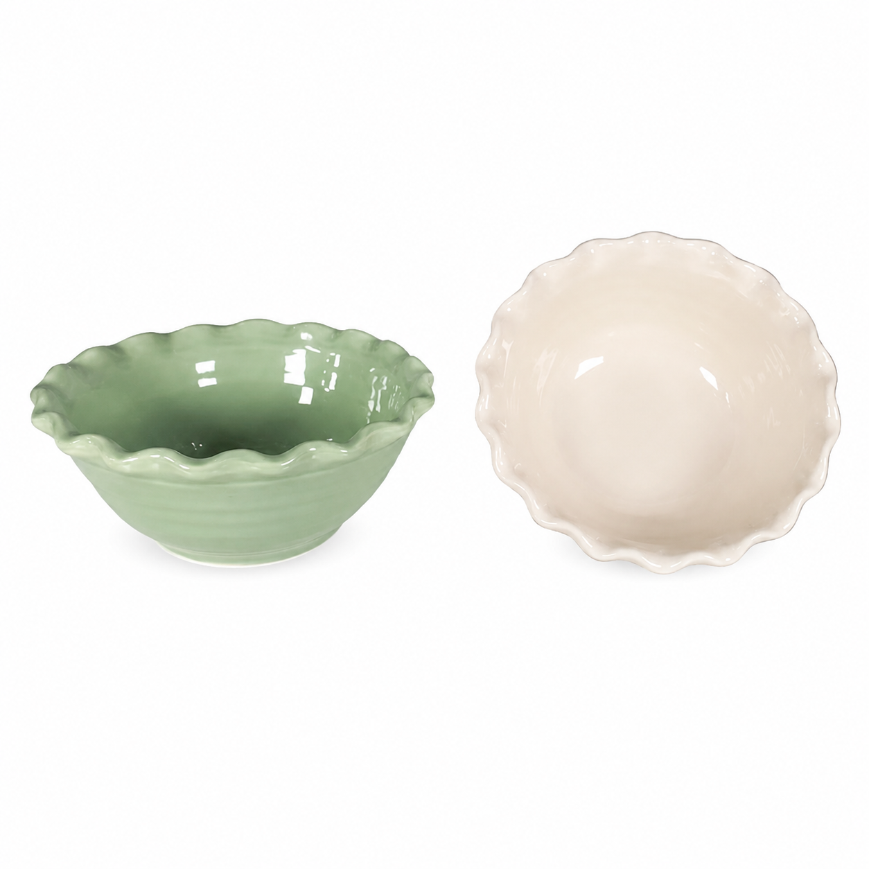 10" Round x 4"H Stoneware Bowl w Scalloped Edge WHITE ONLY