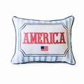 French Stripe America Pillow + Piping COASTAL