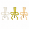Enameled Cast Aluminum Taper Holder w Bow Shaped Base, CREAM ONLY