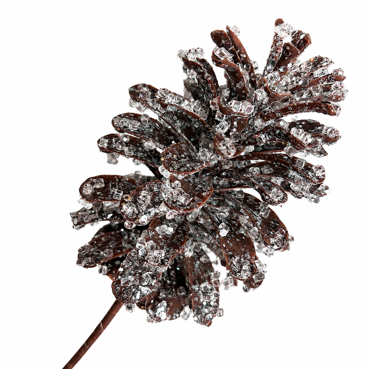 13" Iced Pine Cone Pick