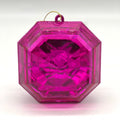 6" x 6" Square Jewel Box-Clear Cerise W/Cerise Glitter