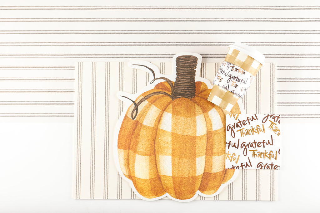 Thanksgiving Story- Brown Triple Stripe On Cream Table Runner..