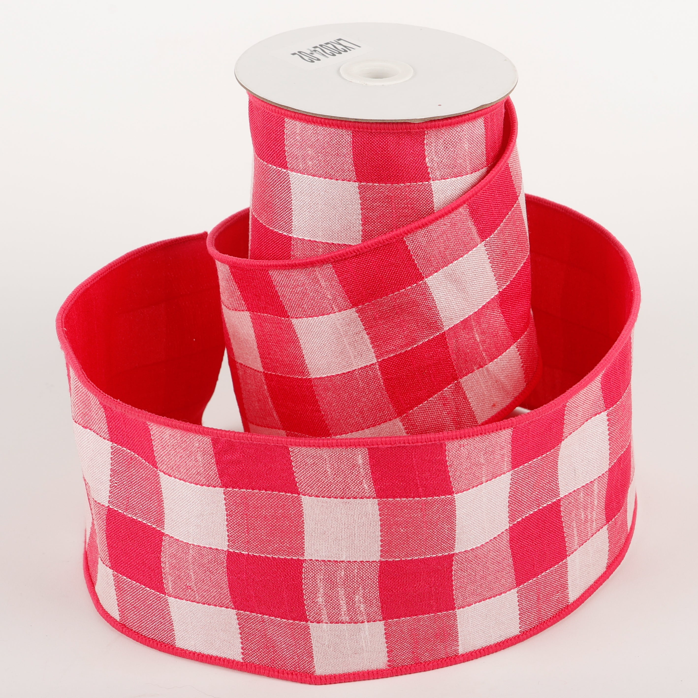 4" x 5 YDS PINK/WHITE BUFFALO CHECK BACKED DUPION RIBBON