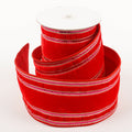 4" X 5 YDS RED VELVET WITH PINK EDGING DUPION BACKED RIBBON