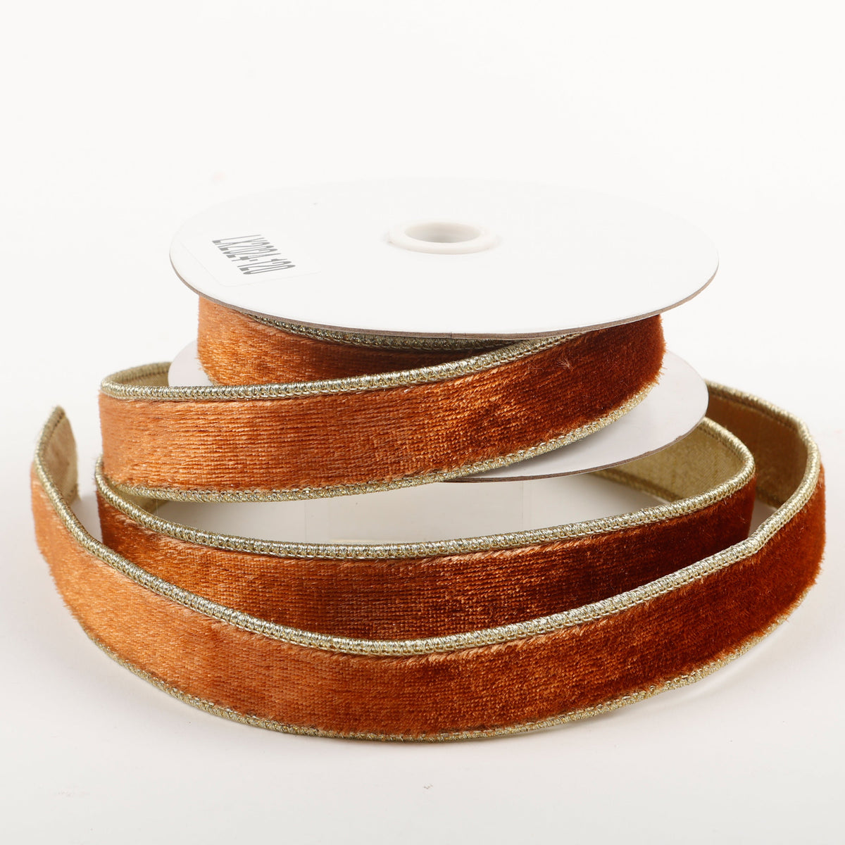 1" X 5 YDS BROWN VELVET GOLD DUPION BACKED RIBBON