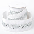 4" X 5 YDS WHITE VELVET MIRRORED DUPION BACKED RIBBON