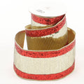 4" x 5 YDS GOLD SEQUINS WITH RED GLITTER EDGING DUPION BACKED RIBBON