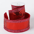 4" X 5 YDS RED SEQUINS WITH PINK GLITTER DUPION BACKED RIBBON