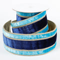 4" X 5 YDS NAVY & LIGHT BLUE VEL DUP BACK RIBBON
