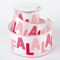 4" X 5 YDS WHT/PK FA LA LA EMB DUP BACK RIBBON
