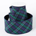 4"X5 YDS BLUE/GREEN PLAID DUPION BACKED RIBBON