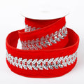 4" X 5 YDS RED VELVET MIRRORED DUPION BACKED RIBBON